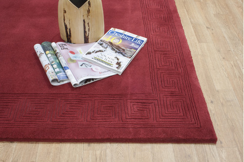 100% Wool Red Plain Carved Chinese. Handknotted in China with a 25mm pile