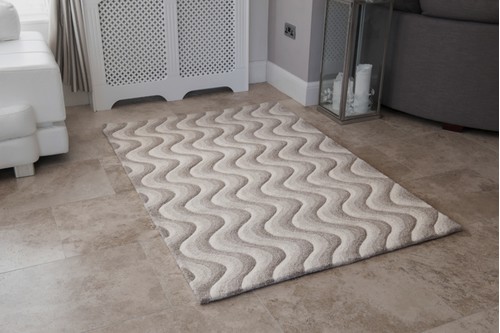 100% Wool Cream Laura Jade Indian Rug Design Handtufted in India with a 30mm pile
