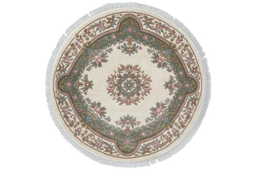 100% Wool Cream Mahal Indian Rug Design Handknotted in India with a 20 mm pile Image 6