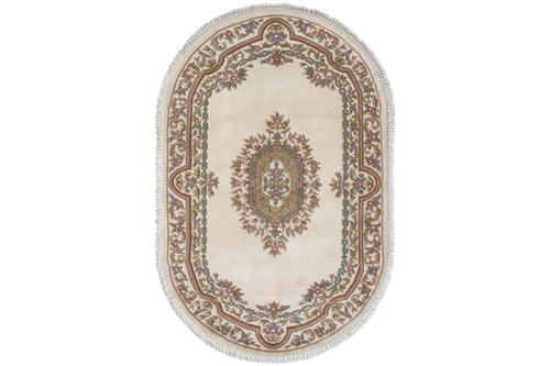 100% Wool Cream Mahal Indian Rug Design Handknotted in India with a 20 mm pile Image 7