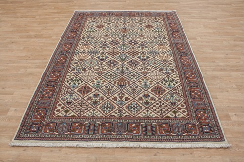 100% Wool Cream coloured Persian Meymey Rug PMM021000 249x173 Handknotted in Iran with a 20mm pile