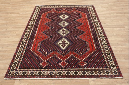 Persian Sanandash Rug 100% Wool Red PSN020000 240x165 Handknotted in Iran with a 16mm pile