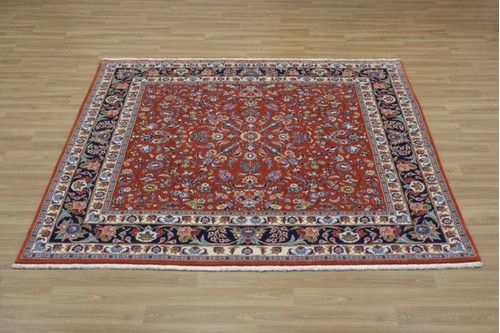 100% Wool Red Persian Sarouk Rug SAR096000 200x195 Handknotted in Iran with a 16mm pile