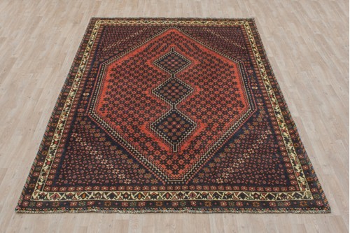 100% Wool Rust Persian Shiraz Rug SHZ023000 286x200 Handknotted in Iran with a 15mm pile