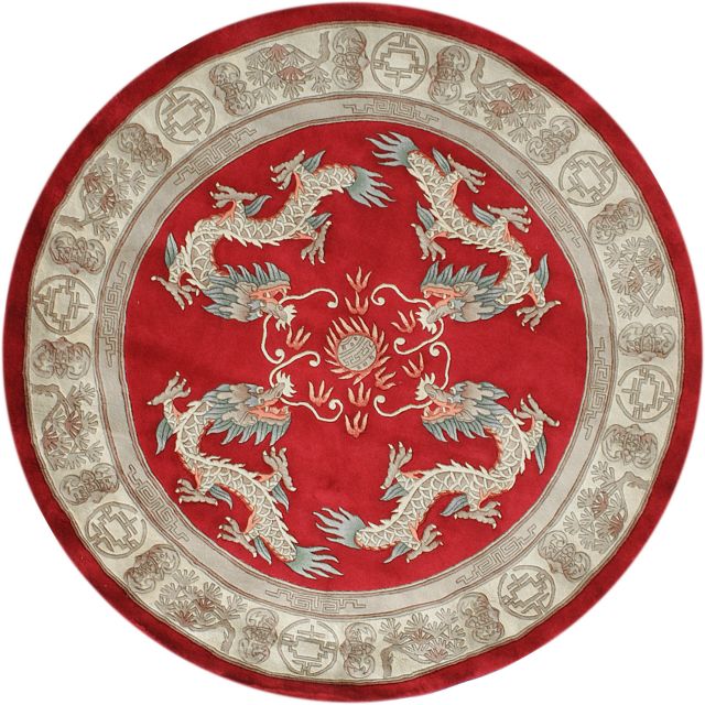 Premier Superwashed Chinese Rug - Red - Luxury handknotted