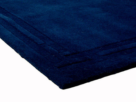 100% Wool Blue Lippa Plain Carved Indian Rug Design Handtufted in India with a 13mm pile Image 4