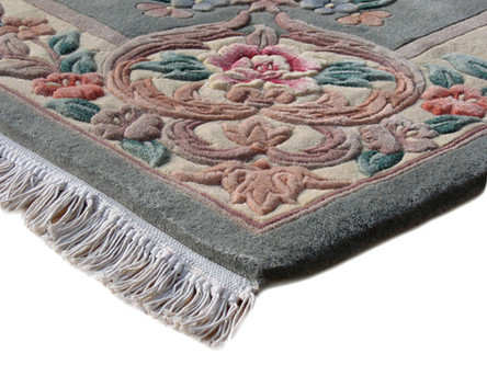 100% Wool Green Premier Superwashed Chinese Rug D.112 Handknotted in China with a 25mm pile Image 3