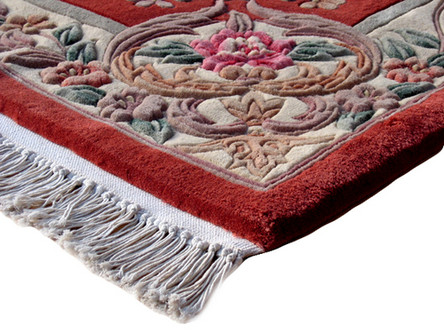 100% Wool Rust Premier Superwashed Chinese Rug D.113 Handknotted in China with a 25mm pile Image 3