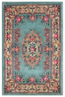 100% Wool Green Premier Superwashed Chinese Rug D.292 Handknotted in China with a 25mm pile Image 2