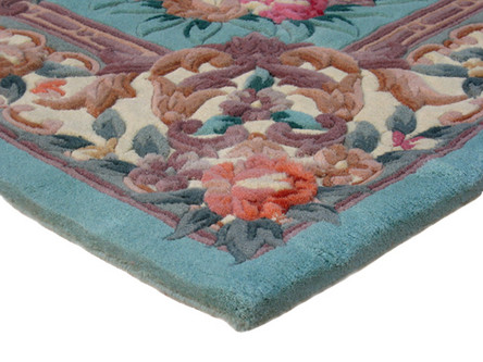 100% Wool Green Premier Superwashed Chinese Rug D.292 Handknotted in China with a 25mm pile Image 3