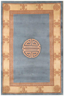 100% Wool Blue Premier Superwashed Chinese Rug Design Handknotted in China with a 25mm pile Image 2