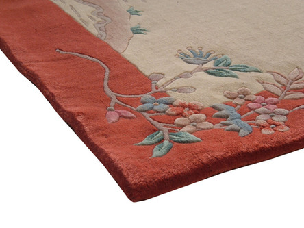 100% Wool Cream Premier Superwashed Chinese Rug Design Handknotted in China with a 25mm pile Image 3