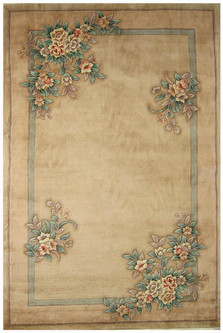 100% Wool Cream Premier Superwashed Chinese Rug Design Handknotted in China with a 25mm pile Image 2