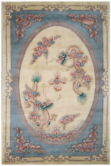 100% Wool Cream Premier Superwashed Chinese Rug Design Handknotted in China with a 25mm pile Image 2