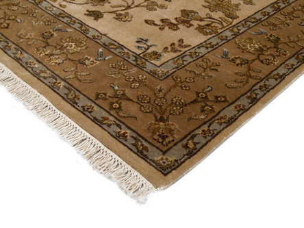 20% Silk / 80% Wool Gold IJS Indian Jaipur Silk Mix Handknotted in India with a 18mm pile Image 3