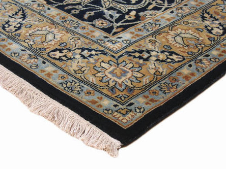 100% Wool Blue Very Fine Indo Persian Rug Design Handknotted in India with a 12mm pile Image 3