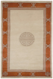 100% Wool Rust Premier Superwashed Chinese Rug Design Handknotted in China with a 25mm pile Image 2