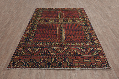 100% Wool Red Afghan Kargai Rug AKG023000 3.00 x 2.06 Handknotted in Afghanistan with a 5mm pile