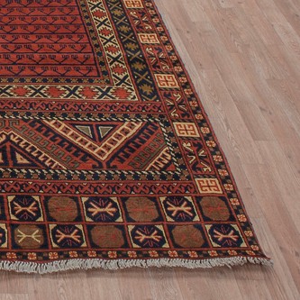 100% Wool Red Afghan Kargai Rug AKG023000 3.00 x 2.06 Handknotted in Afghanistan with a 5mm pile Image 2