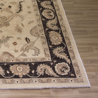 100% Wool Cream Afghan Veg Dye Rug AVE028054 3.38 x 2.78 Handknotted in Afghanistan with a 6mm pile Image 2