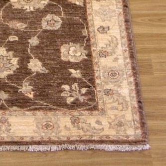 100% Wool Brown Afghan Veg Dye Rug AVE044053 2.39 x .86 Handknotted in Afghanistan with a 6mm pile Image 2