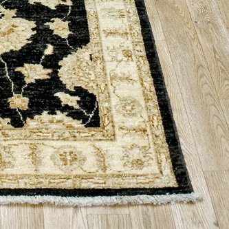 100% Wool Black Afghan Veg Dye Rug AVE044073 241 x 76 Handknotted in Afghanistan with a 6mm pile Image 2