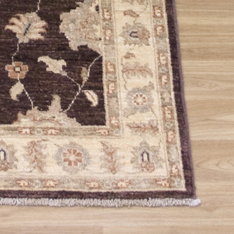 100% Wool Brown Afghan Veg Dye Rug AVE048053 3.57 x .78 Handknotted in Afghanistan with a 6mm pile Image 2