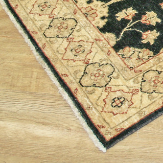 100% Wool Black Afghan Veg Dye Rug AVE049073 370 x 89 Handknotted in Afghanistan with a 6mm pile Image 2