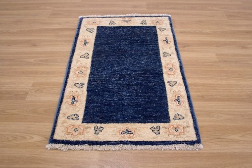 100% Wool Blue Afghan Plain Veg Rug AVP004088 .79 x .49 Handknotted in Afghanistan with a 6mm pile