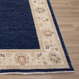 100% Wool Blue Afghan Plain Veg Rug AVP020088 2.35 x 1.56 Handknotted in Afghanistan with a 6mm pile Image 2