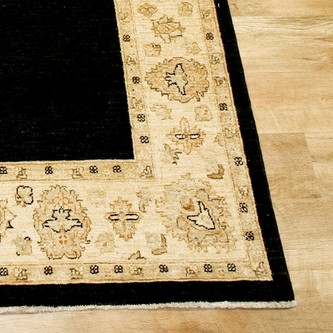 100% Wool Black Afghan Plain Veg Rug AVP022073 267 x 183 Handknotted in Afghanistan with a 6mm pile Image 2