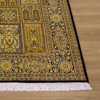 100% Silk Multi Kashmiri Silk Rug KSK009034 1.24 x .68 Handknotted in Kashmir with a 5mm pile Image 2