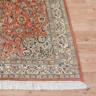 100% Silk Rose Kashmiri Silk Rug KSK009095 122x76 Handknotted in India with a 5mm pile Image 2