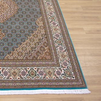 100% Wool Blue Persian Mahi Tabriz Rug PMT019087 2.12 x 1.50 Handknotted in Iran with a 12mm pile Image 2