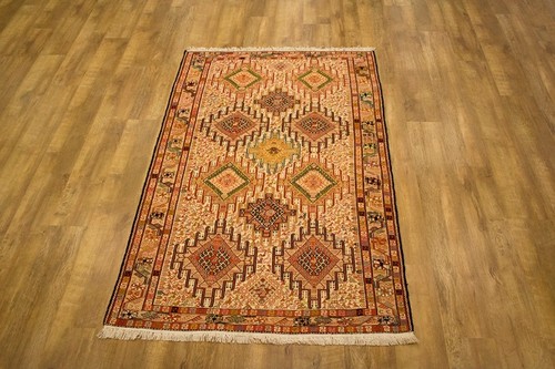 100% Wool Cream Persian Souzami Kelim Rug PSO019000 193 x 119 Handknotted in Iran with a 6mm pile