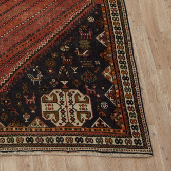 100% Wool Red Persian Shiraz Rug SHZ023CHE 285x215 Handknotted in Iran with a pile Image 2