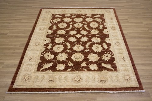 100% Wool Rust Afghan Veg Dye Rug AVE019074 196x153 Handknotted in Afghanistan with a 6mm pile