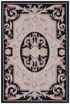 100% Wool Black Aubusson Rugs and Carpets Handmade in China with a 5mm pile Image 2