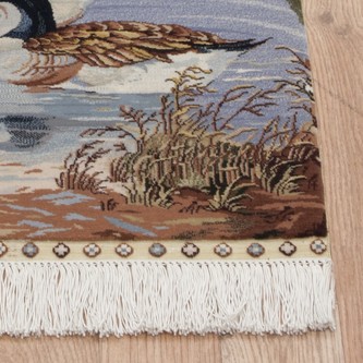 100% Silk Multi Zhenping Silk Picture Rug CFS003PIC 56x50 Handknotted in China with a 3mm pile Image 4