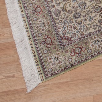 100% Silk Beige 300 Line Zhenping Rug CFS048000 366x79 Handknotted in China with a 3mm pile Image 4