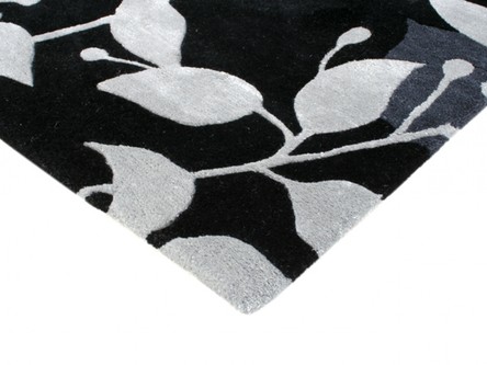 60% Wool / 40% Viscose Black Ella Claire Indian Rug Design Handmade in India with a 18mm pile Image 3