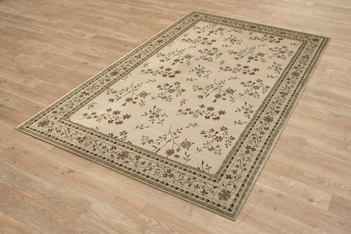 100% Wool Cream Kashimar Woven Rug Design Machine Woven in Egypt with a 12mm pile