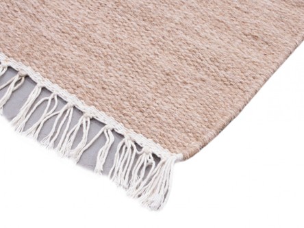 Wool woven onto Cotton Brown Indian Dhurrie Rug Handmade in India with a 5mm pile Image 3