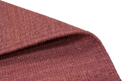 Wool woven onto Cotton Rust Indian Dhurrie Rug Handmade in India with a 5mm pile Image 4