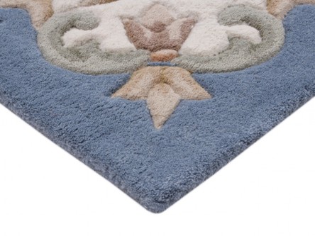 100% Wool Blue Emperor Indian Rug Design HPR010 newspaper offer Handmade in India with a 15mm pile Image 2