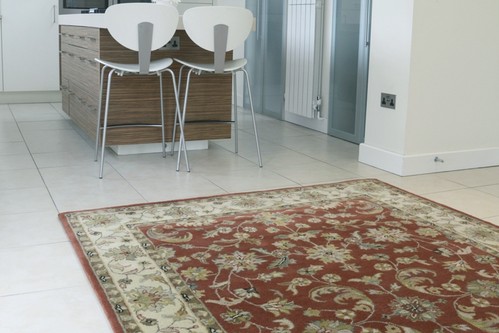 100% Wool Rust Indo Keshan Rug Design Handmade in India with a 15mm pile