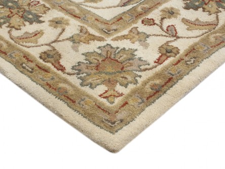 100% Wool Cream Indo Keshan Rug Design Handmade in India with a 15mm pile Image 3