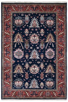 100% Wool Blue Indo Persian Shervan Rug Design Handknotted in India with a 15mm pile Image 2