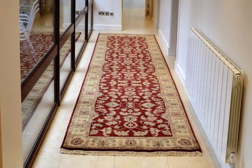 100% Wool Red Indo Persian Keshan Rug Design Handknotted in India with a 15mm pile