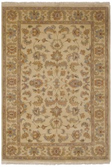 100% Wool Cream Indo Persian Keshan Rug Design Handknotted in India with a 15mm pile Image 2